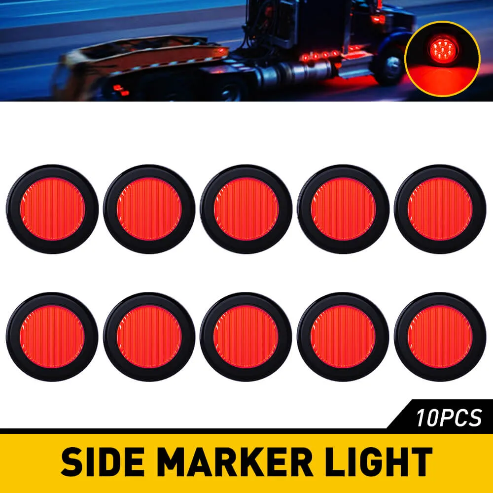 10PCS 2inch Round LED Side Marker Light for Truck Trailer 12V (red/yellow/white)