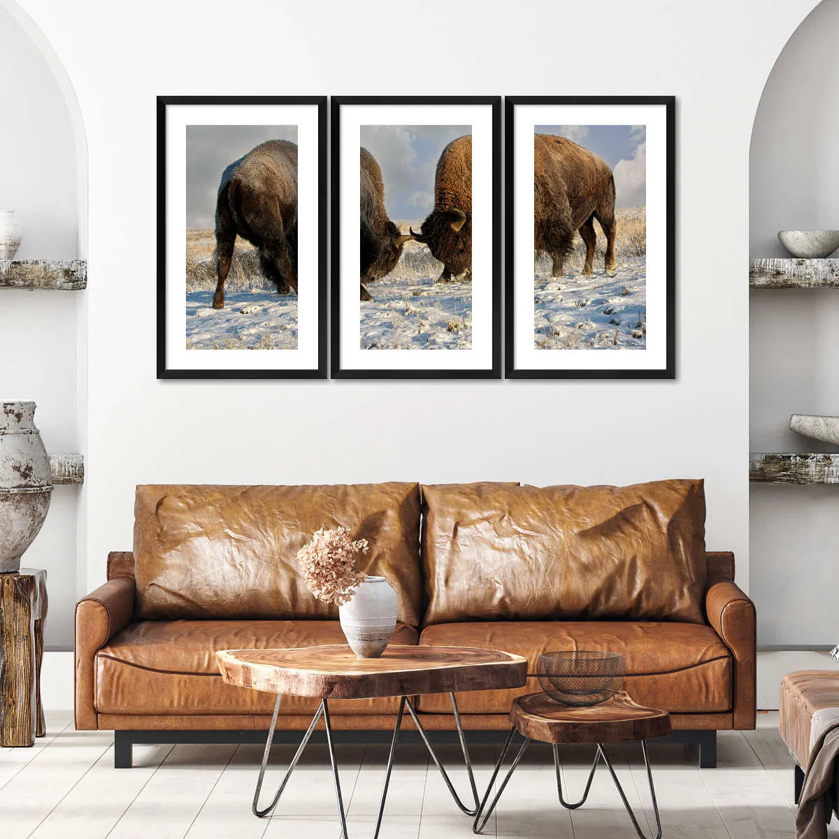 A Fight Between Two Male Bison Wall Art