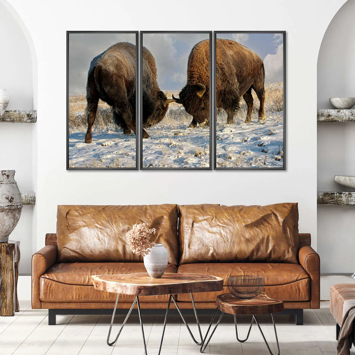 A Fight Between Two Male Bison Wall Art