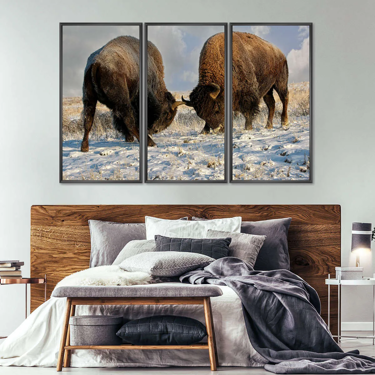 A Fight Between Two Male Bison Wall Art