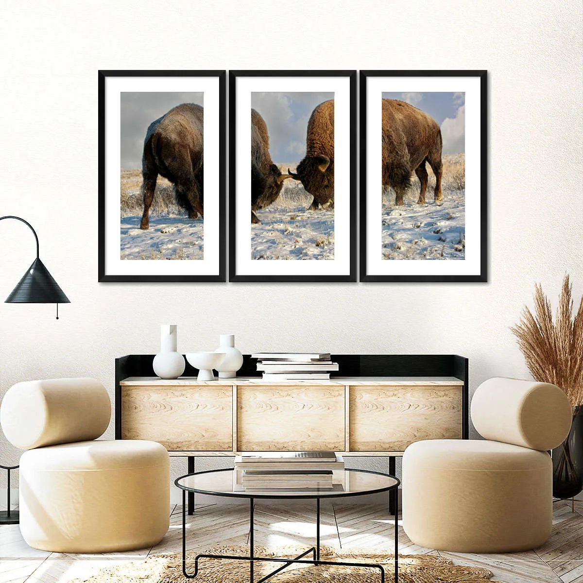 A Fight Between Two Male Bison Wall Art