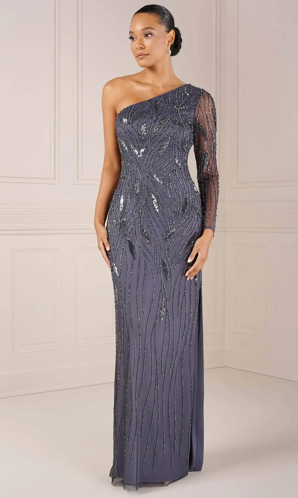 Adrianna Papell Platinum 40441 - Sequin One-Shoulder Evening Dress