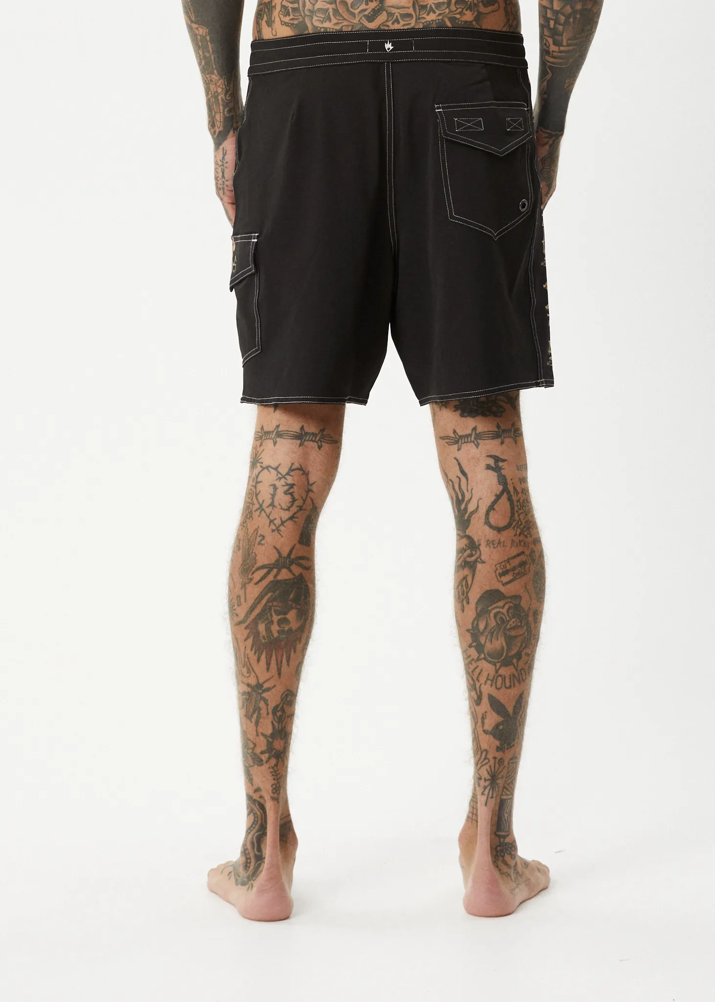 AFENDS Mens Crashed Out - Surf Related Boardshorts 18 Inch - Black