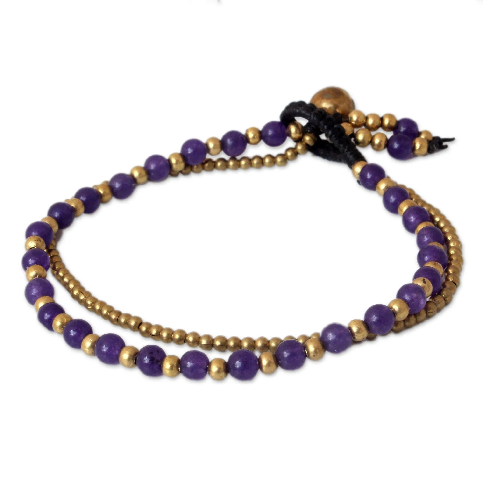 Amethyst & Brass Beaded Bracelet