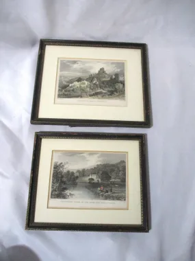 Antique Set 1800s  ENGLAND Landmark Lithograph Picture Print ART Decor