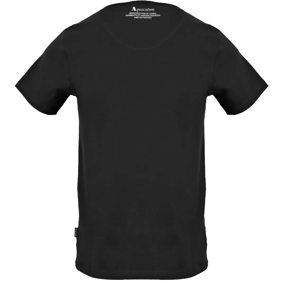 Aquascutum Large Shield Aldis Logo Black T Shirt