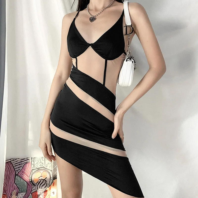 BerryBetty - Aria Patchwork See Through Sexy Mini Dress