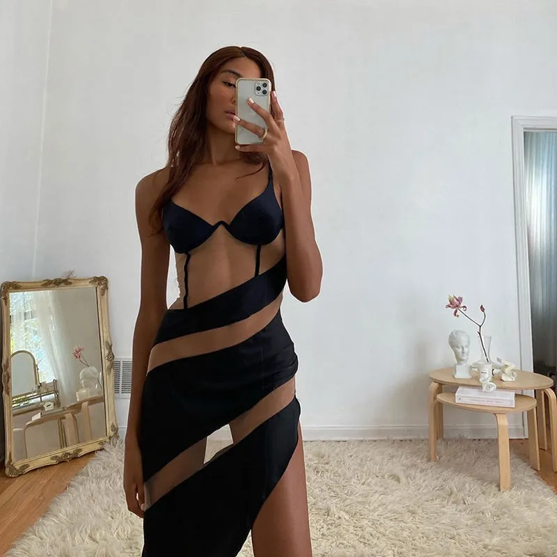 BerryBetty - Aria Patchwork See Through Sexy Mini Dress