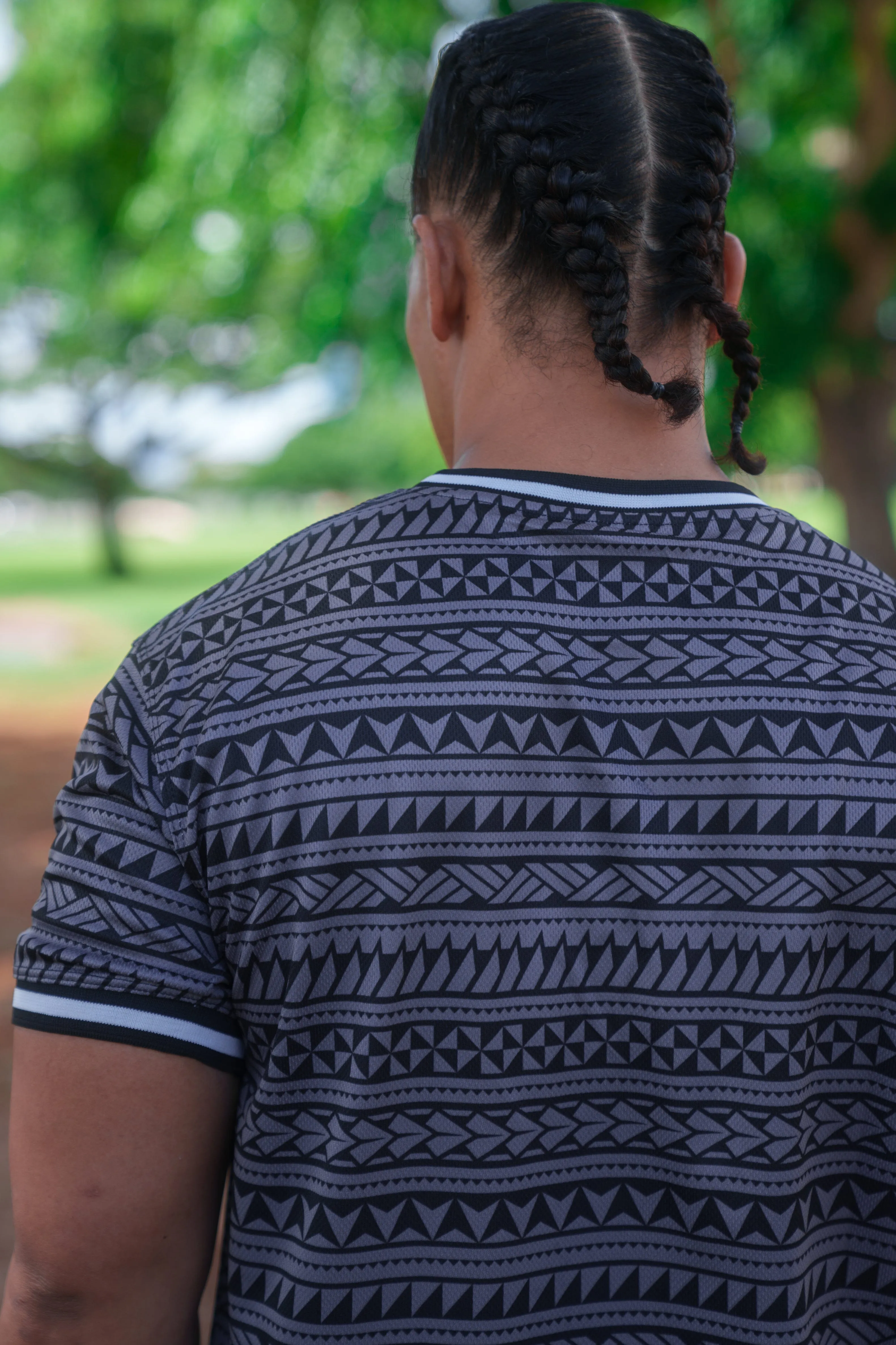 BLACK & GRAY TRIBAL ALOHA FESTIVAL SOFTBALL JERSEY