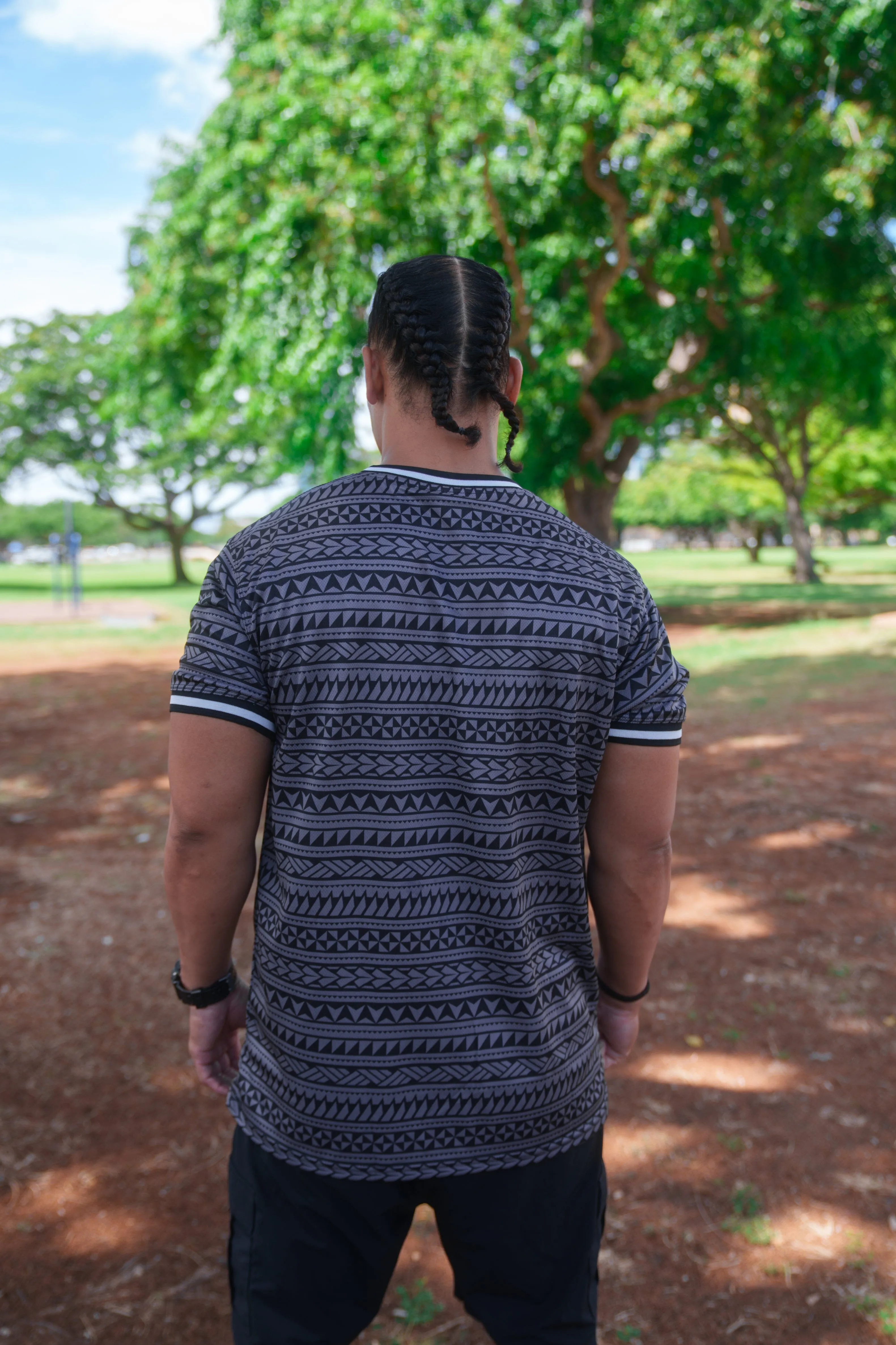 BLACK & GRAY TRIBAL ALOHA FESTIVAL SOFTBALL JERSEY