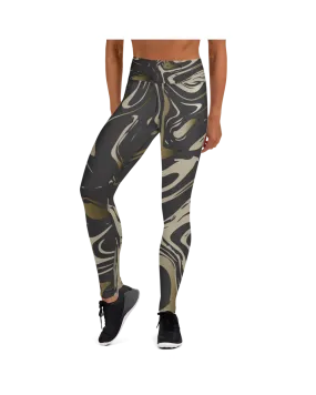 Black and Gold Marble Yoga Pants