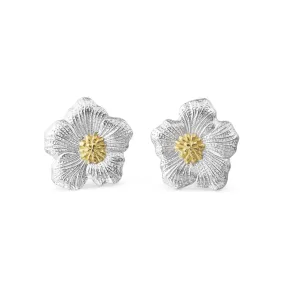 Buccellati - Blossoms Gardenia - Small Earrings, Sterling Silver with Gold Accents