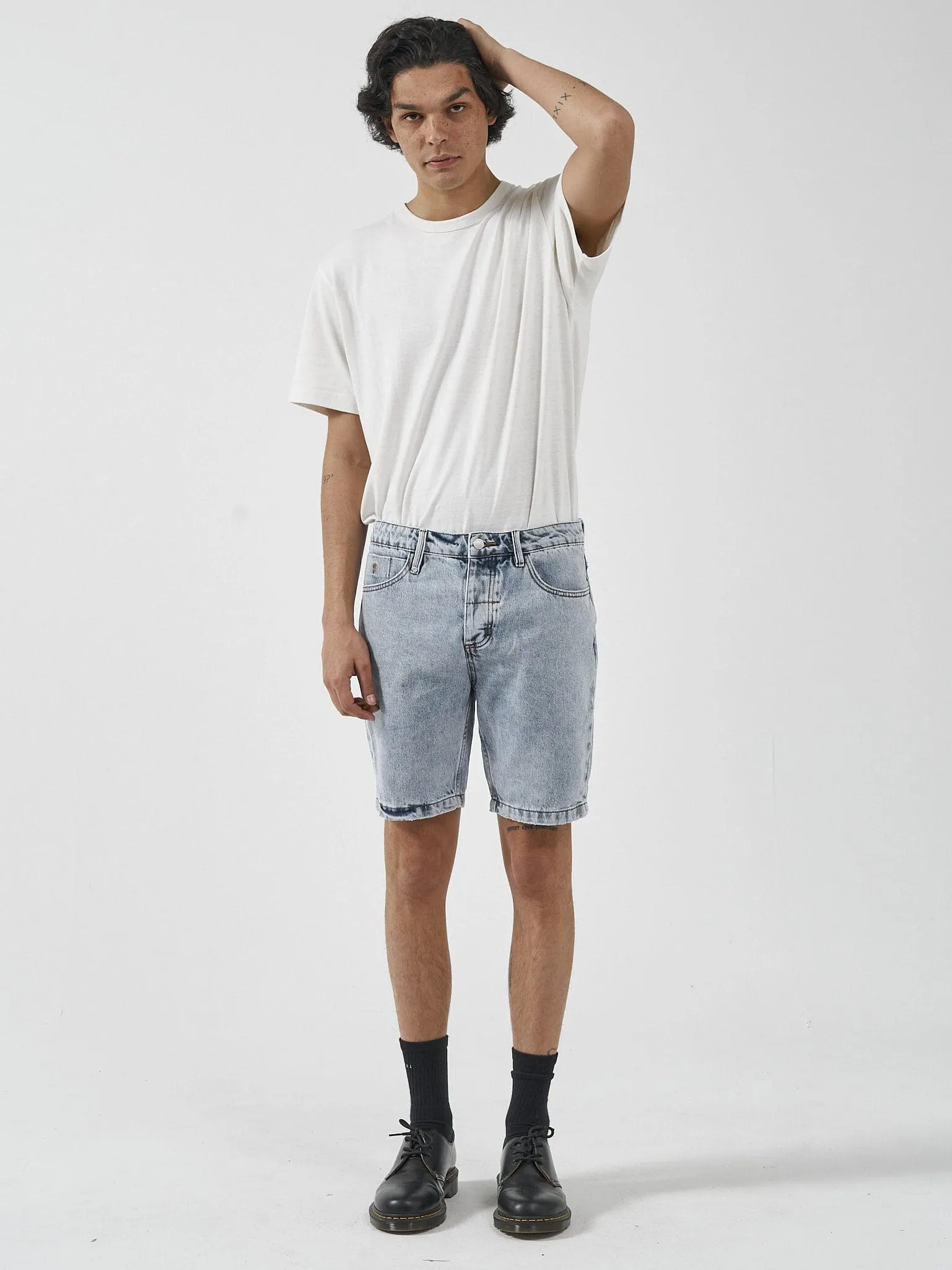 Chopped Hem Denim Short - Garage Blue