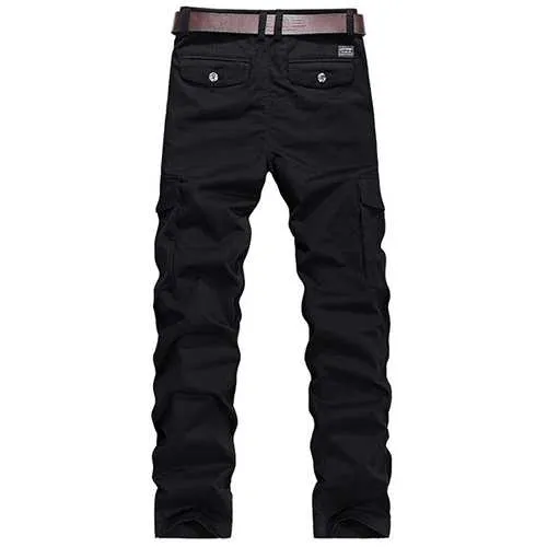 Fall Middle - aged Men's Multi Pocket Casual Business Pants Fashion Cotton Loose Trousers