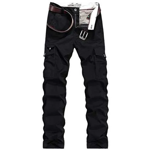 Fall Middle - aged Men's Multi Pocket Casual Business Pants Fashion Cotton Loose Trousers