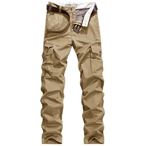 Fall Middle - aged Men's Multi Pocket Casual Business Pants Fashion Cotton Loose Trousers