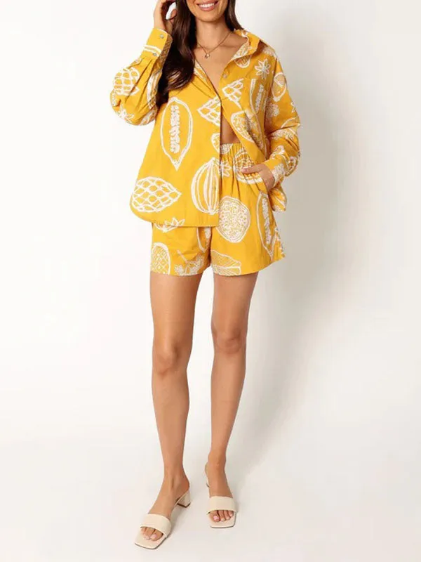 Fruit Pattern Shirt & Shorts Set