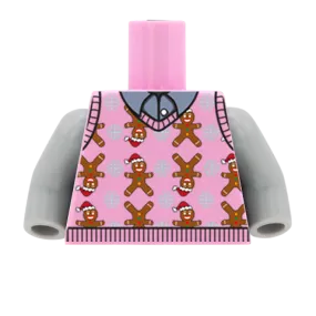 Gingerbread Man Christmas Sweater Vest - CUSTOM DESIGN MINIFIGURE TORSO