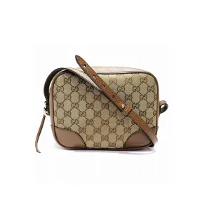 Gucci 449413 Beige Canvas Leather GG Guccissima BREE Crossbody Purse Bag