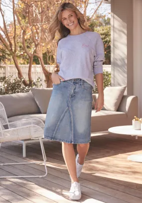 Harper Denim Skirt - Mid Wash