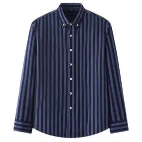 Men's Oxford Long Sleeve Plaid Striped Shirt 100% Cotton Soft  Spring Autumn Clothing Casual Dress