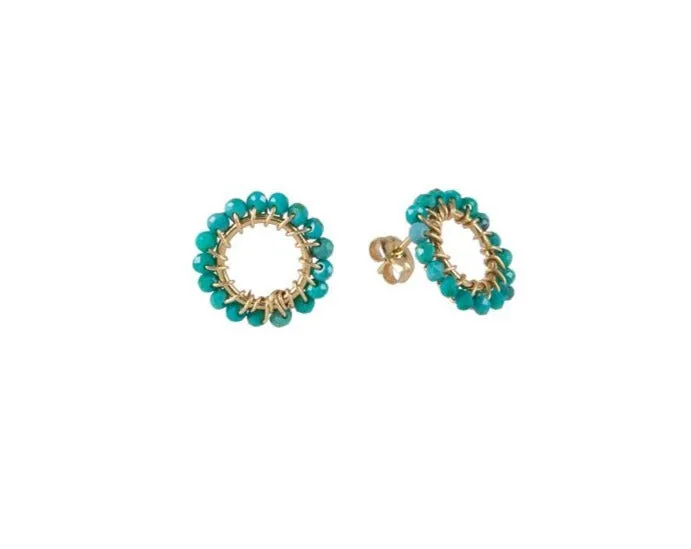 Mini Circle Turquoise Earrings - TURQUOISE