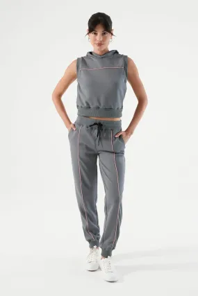 NUX Women's Active Sleek Zephyr Sleeveless Vest - Lava Stone Grey