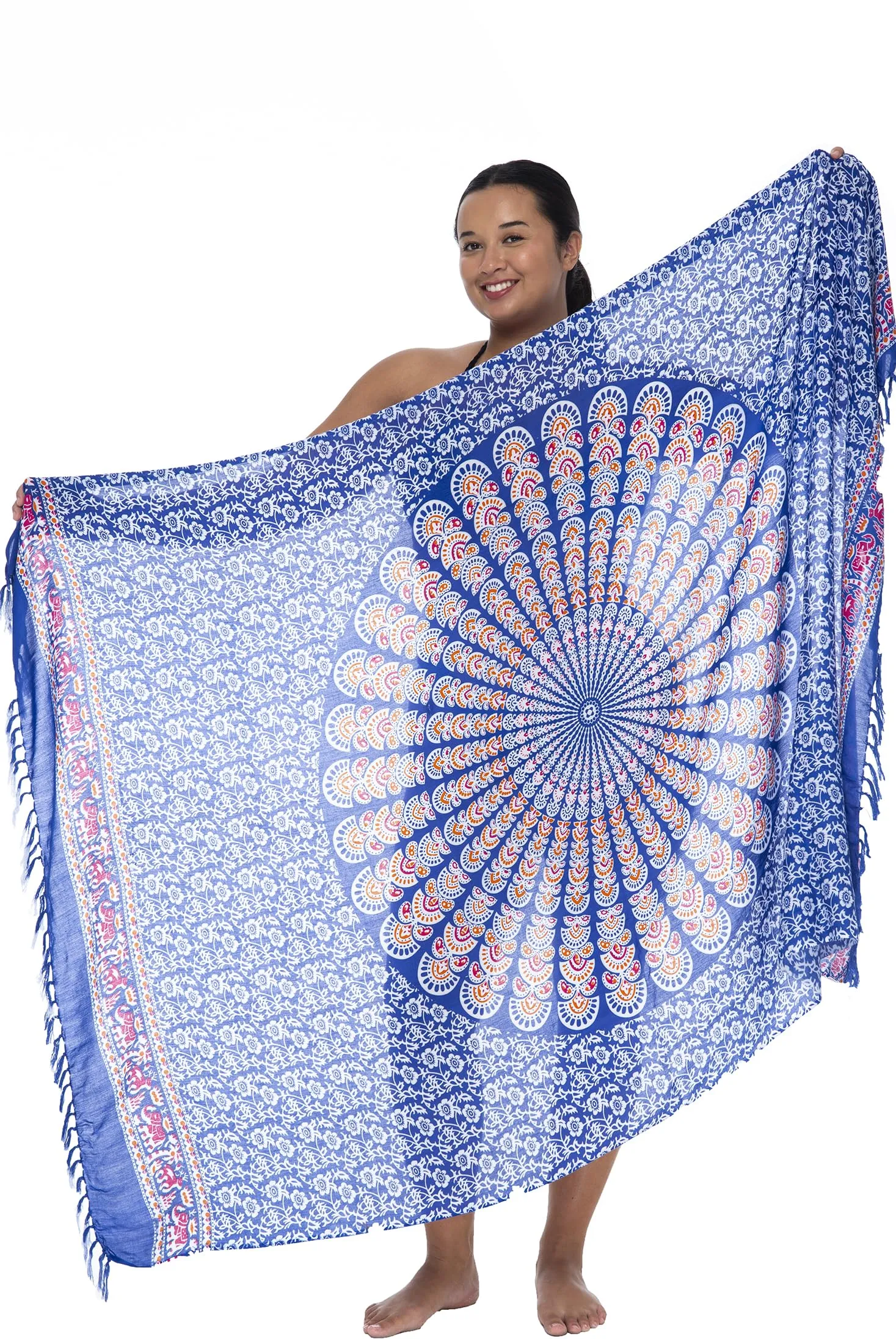 Plus Size Peacock Sarong Wrap Skirt & Coconut Clip