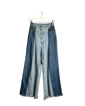 Size XS - Upcycled Handmade Two-Tone Jeans