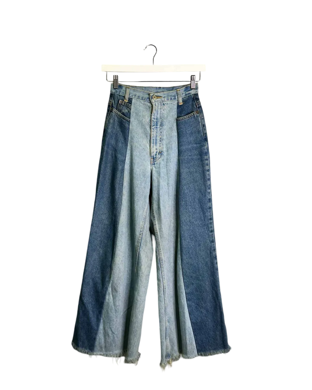 Size XS - Upcycled Handmade Two-Tone Jeans