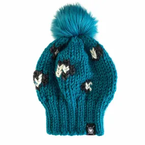 Slouchy Leopard Print Beanie in Teal