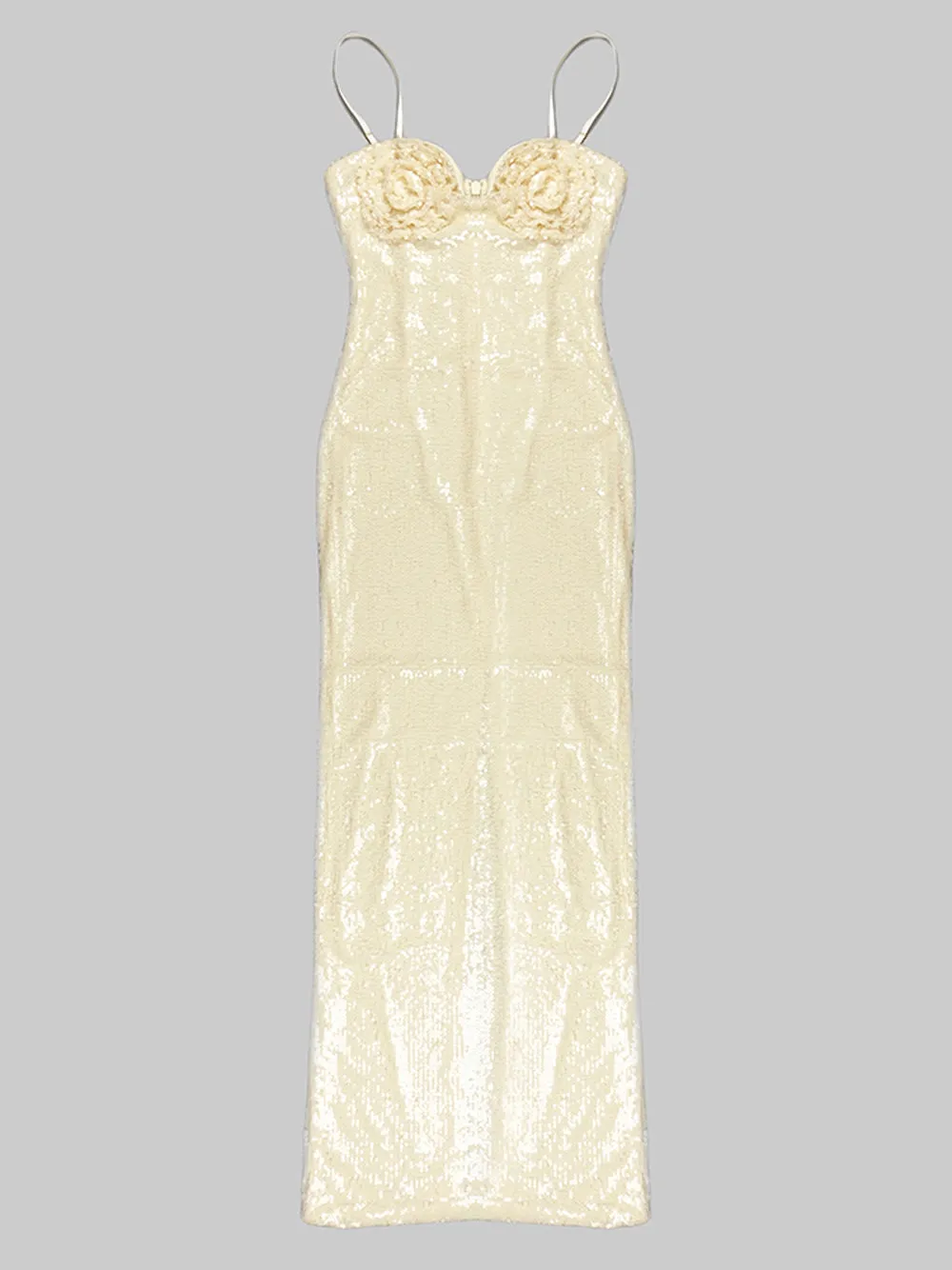 UMMA Sequins Maxi Dress in Beige