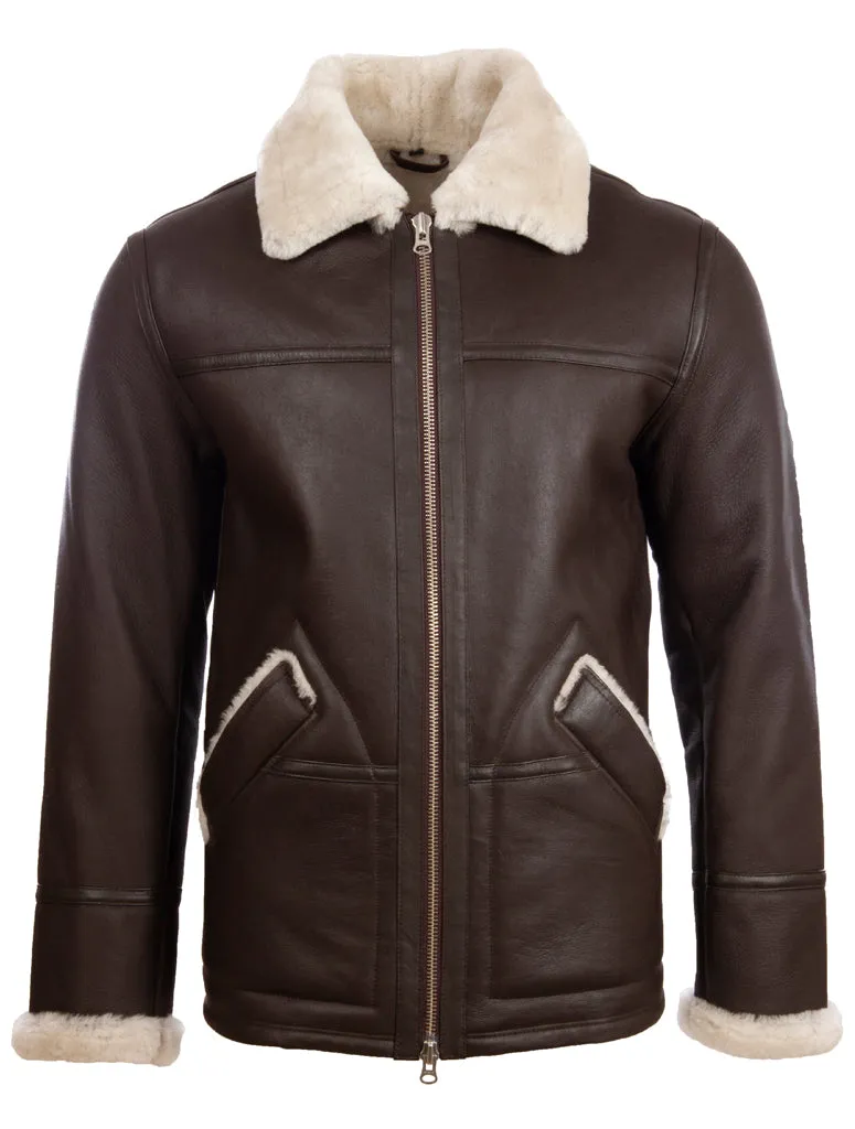 X9DP2 Men's Shearling Jacket - Brown/Beige